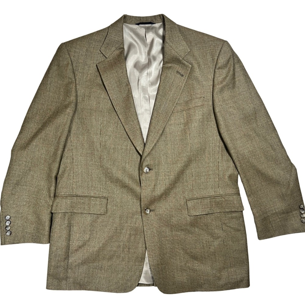 Burberry London Mens Wool Blend Tweed Blazer Jacket Brown Classic Fit 46R